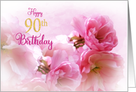 Happy 90th Birthday Soft Pink Blossoms Photo Art card
