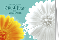 Nurses Week Retired White and Orange Gerbera Daisies Floral card