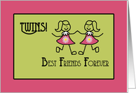 Twins Day Best Friends Forever Girls Stick Figures card