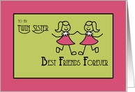 Twins Day Sister Best Friends Forever Cute Girl Stick Figures card