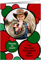 Thank you Christmas Gift Red and Green Circles Modern Photo card