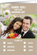Thank you Wedding Gift Humorous Check Boxes List Photo Card