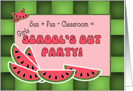 School’s Out Party Invitation Girls Watermelon card