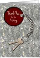 Realtor Thank You for the Listing Client House Keys and Tag on Marble card