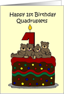 Quadruplets 1st birthday card