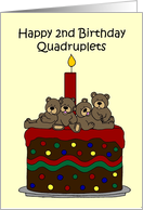 Quadruplets 2nd birthday card