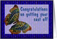 Congrats On getting your Cast off Enamel Butterfly card