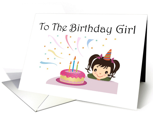 Birthday Girl Ponytails and Cake card (323059)