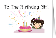 Birthday Girl Ponytails and Cake card