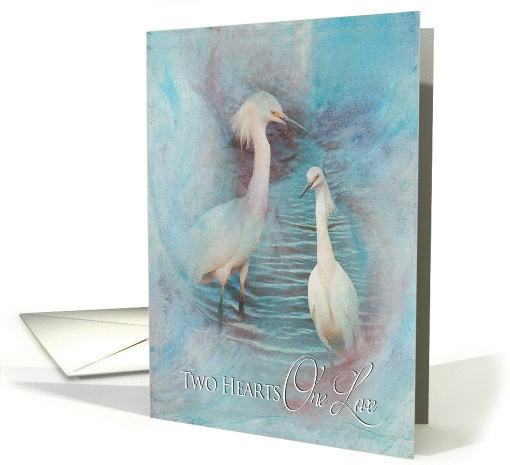 Renewing Wedding Vows - Invitation -Two Hearts/One Love-Egrets card