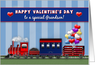 Valentine’s Day - Grandson - Choo Choo Train Carrying Heart Balloons card