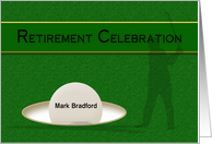 Retirement Celebration Invitation - For Golfer - Golf Ball - Name card