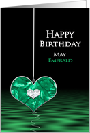 Birthstone, Birthday, MAY, Emerald, Heart card