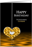 Birthstone, Birthday, NOVEMBER, Citrine Heart card