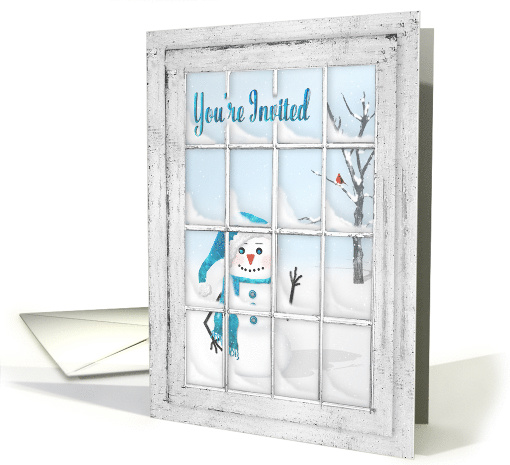 Invitation - Multi-Use - Seasonal, Snowman through Window card