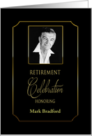 Retirement Celebration Invitation, Black/Gold Trim, Photo/Name Insert card