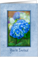 Invitation Blue Hydrangea with 3D Effect and Soft Blue Frame card
