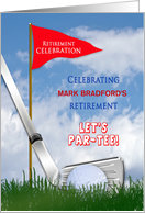 Retirement Party Invitation, Golf Theme, Club and Ball, Flag, Name card