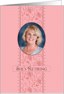 Retirement Invitation for Her Pretty in Pink & Feminine, Photo Insert card