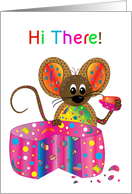 Hi There Says a Mouse in a Colorful Kaleidoscope Collection card