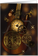 Birthday Steampunk Guitar with Gears Clock Chains card