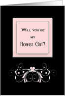 Bridal Party Invitation, flower girl, Black, pink, silver Design card