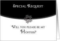 Bridal Party Invitation - Hostess - Black/White Envelope card