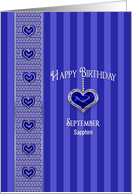 Birthstone, September, Sapphire, Hanging Hearts and Faux Jewels card