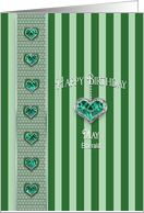 Birthstone, May, Emerald, Hanging Heart with Faux Jewels card