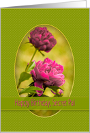 Birthday, Secret Pal, Pink Peony Flowers inside Green Oval Frame card