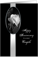 Anniversary -Couple - -Black & White - White Rose card