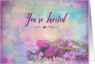 Invitation, Elegance,Tulips, Lilacs in Shades of Purple card