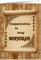 Congratulations on being Honored, Scroll on Wall card