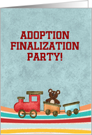 Adoption Finalization Party Invitations, Baby Bear Riding on a Train card