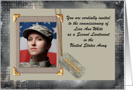 U.S. Army Commissioning Invitation Photo Card, Custom Text, Dog tags card