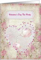 Valentine’s Day Tea Party Invitation, Teapot Pouring Hearts in Teacup card