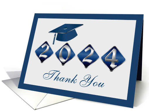 Graduation Gift Thank You Blue Mortar Cap Year 2024 card (1033035)