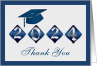 Graduation Gift Thank You Blue Mortar Cap Year 2024 card