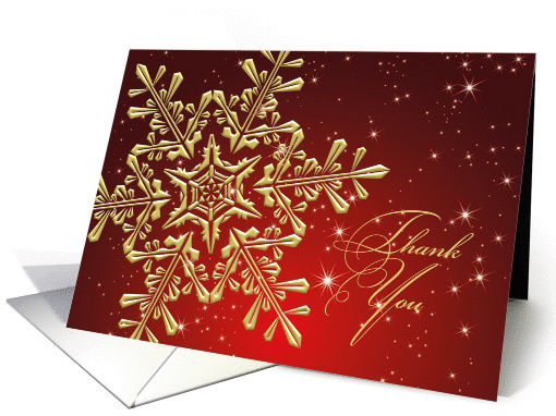 Thank you for Christmas gift - golden snowflake on red card (497406)