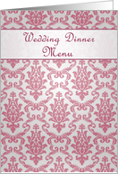 Wedding Dinner Menu card, damask dark pink card