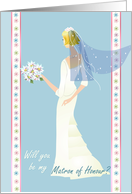 Will you be my Matron of Honour - in blue. card
