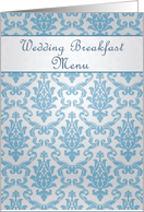 Wedding Breakfast Menu - Damask azure - blue card