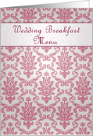 Wedding Breakfast Menu - Damask dark pink card