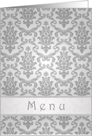Wedding menu card - Elegant Damask silver-grey pattern card