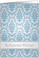 Wedding rehearsal card - Elegant Damask blue pattern card