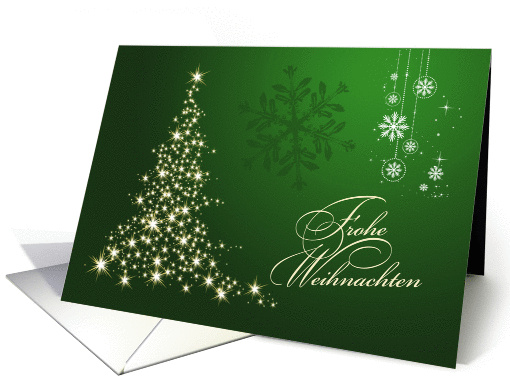German Christmas card - Sparkling Christmas tree and snowflakes card