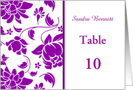 Damask floral purple - Wedding menu Place Card