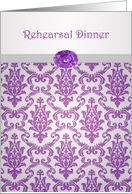 Rehearsal Dinner - Damask pattern purple with amethyst picture card