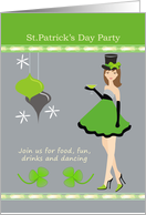 St.Patrick’s Day Party Invitation - Girl and ornaments card
