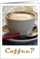 Let’s do Coffee Invitation - cup of cappuccino coffee close up photography card